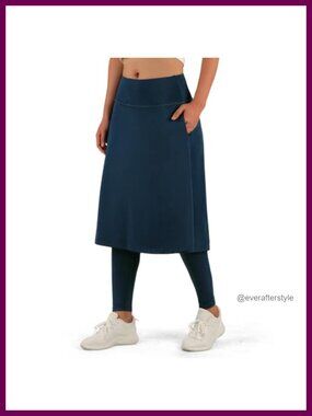 Skirted Leggings with Pockets Long Skirt Full Length Leggings High Waist